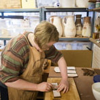 Victoria Claire Dawes at work in her studio at Yorkshire Art Space’ Persistence Works in Sheffield 2017